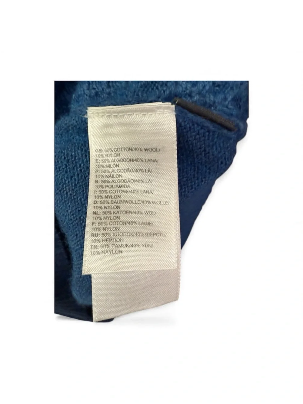 The North Face Blue Wool Blend Mock Neck Button Sweater Medium